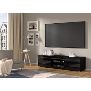 Mobile TV sospeso a parete o a pavimento Net Cm 180 x 40 x 46 Cm frontali Nero Lucido struttura Nero Opaco