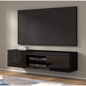 Mobile TV sospeso a parete o a pavimento Net Cm 180 x 40 x 46 Cm frontali Nero Lucido struttura Nero Opaco