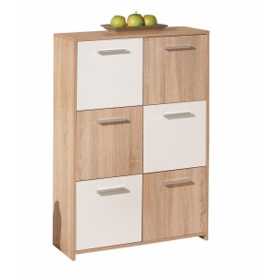 MOBILE SOGGIORNO BUFFET EGADI 77x30x115H FINITURA ROVERE E BIANCO LACCATO INTER LINK