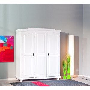 ARMADIO BASTIAN 3 ANTE + RIPIANI 150x56x180H PINO MASSELLO VERNICIATO AD ACQUA INTER LINK