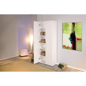 ARMADIO ARCONATI 2 ANTE + 5 RIPIANI 70x34x189H LAMINATO BIANCO INTER LINK