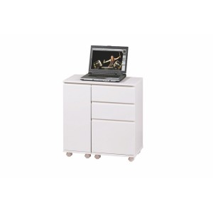 SCRIVANIA LAPTOP MOBILE ALLUNGABILE CON CASSETTI E CONTENITORE 66/121x36x72H MDF LACCATO BIANCO INTER LINK