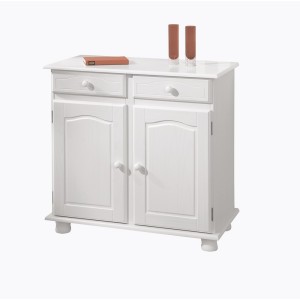 MOBILE CREDENZA BUFFET LOVI 2 ANTE + 2 CASSETTI 88x43x87H PINO MASSELLO BIANCO