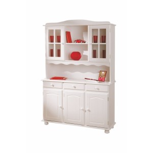 MOBILE CREDENZA SIENA 130x43/32x198H PINO MASSELLO VERNICIATO AD ACQUA BIANCO