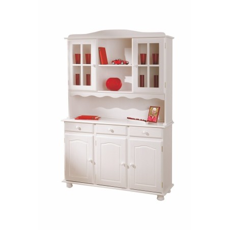 MOBILE CREDENZA SIENA 130x43/32x198H PINO MASSELLO VERNICIATO AD ACQUA BIANCO