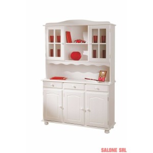 MOBILE CREDENZA SIENA 130x43/32x198H PINO MASSELLO VERNICIATO AD ACQUA BIANCO