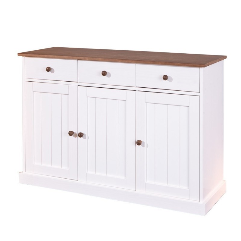 MOBILE SOGGIORNO BUFFET WESTERLAND 3 ANTE+3 CASSETTI 131x45x86H PINO MASSELLO VERNICIATO A ACQUA BIANCO + TOP E FINITURE MARRONE MOBILE SOGGIORNO BUFFET WESTERLAND 3 ANTE+3 CASSETTI 131x45x86H PINO MASSELLO VERNICIATO A ACQUA BIANCO + TOP E FINITURE MARRONE