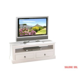 MOBILE PORTA TV PROVENCE 118x39x45H PINO MASSELLO VERNICIATO AD ACQUA BIANCO