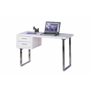 SCRIVANIA CLAUDE MDF LACCATO BIANCO LUCIDO+CASSETTI 120x55x76H GAMBE METALLO