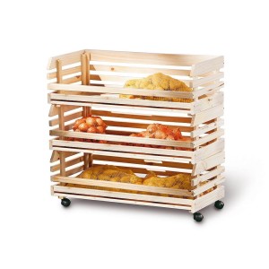 CONTENITORE VEGETABLE PORTA VERDURA CON RUOTE CASSETTE AMOBIVILI 79x30x80H PINO MASSELLO FINITURA NATURALE