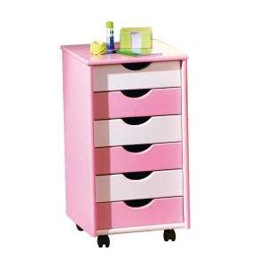 CASSETTIERA PIERRE 6 CASSETTI 36x40x65H MDF LACCATO BIANCO E ROSA