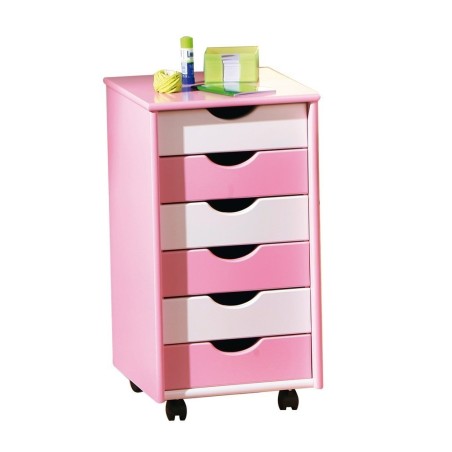 CASSETTIERA PIERRE 6 CASSETTI 36x40x65H MDF LACCATO BIANCO E ROSA