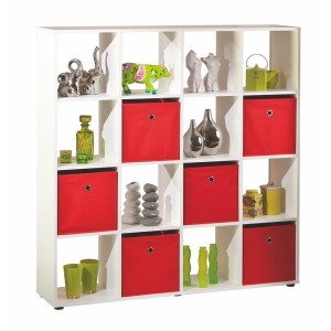 LIBRERIA 16 BOX CABOTO DIM 139x33x144H LAMINATO BIANCO INTER LINK