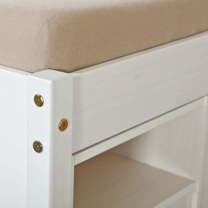 LETTO TILL + VANI CONTENITORE + COMODINO CON RUOTE 166x209x47,5H PINO MASSELLO BIANCO DOGHE INCLUSE