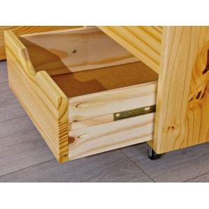 LETTO CON CONTENITORI +COMODINO CLAAS 186x209x47,5H PINO MASSELLO CON DOGHE