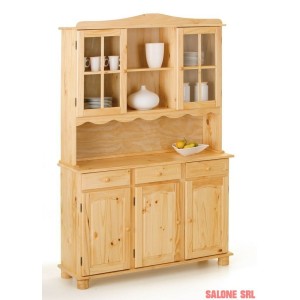 MOBILE GIORNO CREDENZA TOSCANA 2 ANTE + 3 CASSETTI 130x43/32x198H PINO MASSELLO FINITURA NATURALE