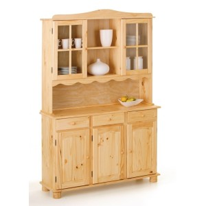 MOBILE GIORNO CREDENZA TOSCANA 2 ANTE + 3 CASSETTI 130x43/32x198H PINO MASSELLO FINITURA NATURALE