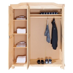 ARMADIO BERN 3 ANTE DIM.150x56x180H PINO MASSELLO FINITURA NATURALE INTER LINK