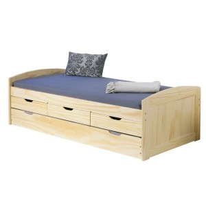 Letto con lettino ad estrazione + cassetti MARINELLA 98x205x63H legno naturale