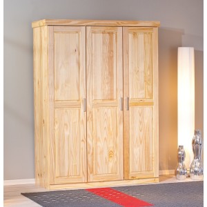 ARMADIO PELLE 3 ANTE 140x55x190H PINO MASSELLO FINITURA NATURALE