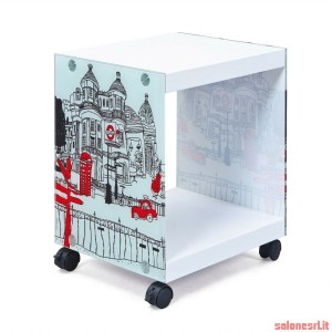 LONDONCUBE CUBO 38X33,5X46 PIANI IN MDF E FIANCHI IN VETRO SERIGRAFATO FANTASIA LONDRA INTER LINK