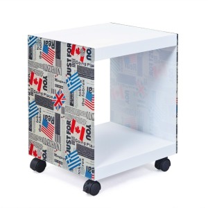 CUBO FLAGCUBE CON PIANI IN MDF E FIANCHI IN VETRO SERIGRAFATO FANTASIA LONDRA INTER LINK