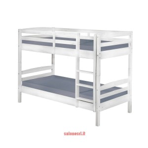 LETTO A CASTELLO ANNIKA 90x200 PINO MASSELLO BIANCO DIVISIBILE IN 2 LETTI DOGHE INCLUSE