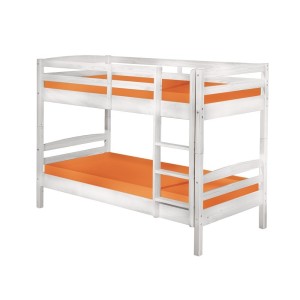 LETTO A CASTELLO ANNIKA 90x200 PINO MASSELLO BIANCO DIVISIBILE IN 2 LETTI DOGHE INCLUSE