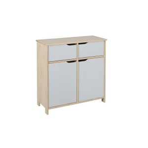 MOBILE GUDJAM 2 ANTE + 2 CASSETTI 80X40X80H LEGNO MASSELLO E ANTE IN MDF BIANCO LATTE