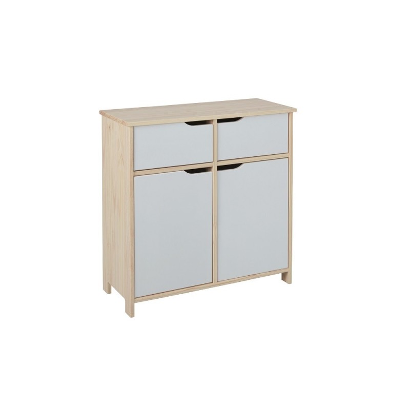 MOBILE GUDJAM 2 ANTE + 2 CASSETTI 80X40X80H LEGNO MASSELLO E ANTE IN MDF BIANCO LATTE MOBILE GUDJAM 2 ANTE + 2 CASSETTI 80X40X80H LEGNO MASSELLO E ANTE IN MDF BIANCO LATTE