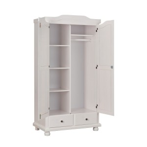 ARMADIO REUTTE 2 ANTE+ 2 CASSETTI 104X56X200H PINO MASSELLO FINITURA BIANCO