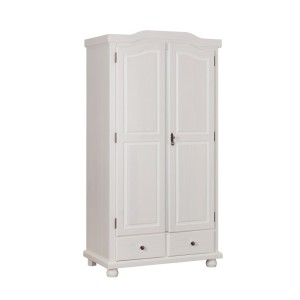 ARMADIO REUTTE 2 ANTE+ 2 CASSETTI 104X56X200H PINO MASSELLO FINITURA BIANCO