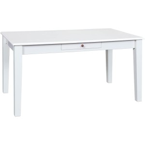 TAVOLO WESTERLAND 160x90x75H PINO MASSELLO VERNICIATO BIANCO CON CASSETTO