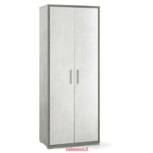 ARMADIO 2 ANTE H182 L71 P41 cm STRUTTURA CEMENTO FRONTALE BIANCO SARMOG Db354k