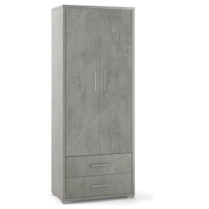 ARMADIO 2 ANTE 2 CASSETTI H182 L71 P41 cm STRUTTURA CEMENTO FRONTALE CEMENTO SARMOG Db359k