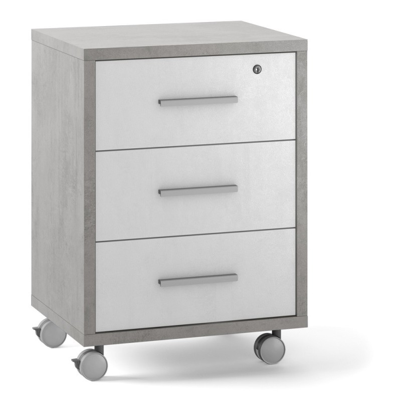 MOBILE CASSETTIERA 3 CASSETTI SU RUOTE H71 L51 P41 Cm STRUTTURA CEMENTO FRONTALE BIANCO SARMOG Db733 MOBILE CASSETTIERA 3 CASSETTI SU RUOTE H71 L51 P41 Cm STRUTTURA CEMENTO FRONTALE BIANCO SARMOG Db733