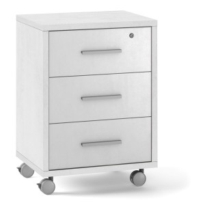 MOBILE CASSETTIERA 3 CASSETTI SU RUOTE H71 L51 P41 Cm FINITURA BIANCO OSSIDO SARMOG Db733