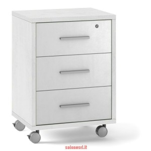 MOBILE CASSETTIERA 3 CASSETTI SU RUOTE H71 L51 P41 Cm FINITURA BIANCO OSSIDO SARMOG Db733