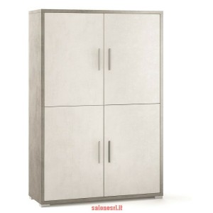 KIT MOBILE ARMADIO MULTIUSO 4 ANTE H161 L108 P41 Cm STRUTTURA CEMENTO FRONTALE BIANCO SARMOG Db834k