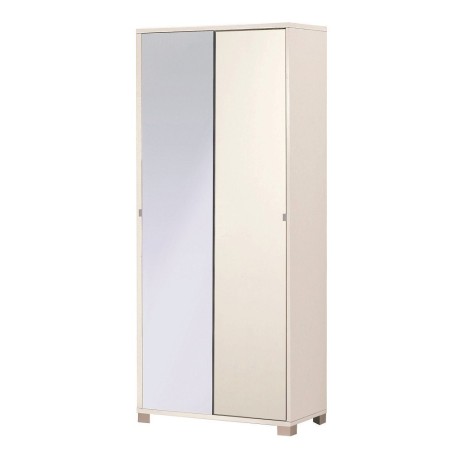 KIT ARMADIO 2 ANTE SCORREVOLI CON 1 SPECCHIO H190 L82 P41 Cm FINITURA BIANCO FIAMMATO SARMOG798spk