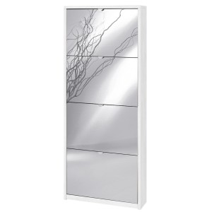 KIT SCARPIERA 4 ANTE CON RIBALTA E SPECCHIO FRONTALE H154 L63 P18 Cm FINITURA BIANCO OSSIDO SARMOG Sk554spk