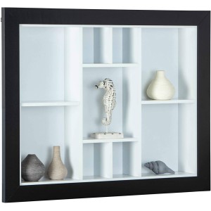 LIBRERIA MENSOLA QUARIUM DA COLLEZIONISMO 9 VANI PORTAOGGETTI 90,5x13,7x70,5 CM LAMINATO FINITURA BIANCO E NERO