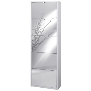 KIT SCARPIERA 5 ANTE A RIBALTA CON SPECCHIO FRONTALE H190 L63 P29 Cm FINITURA BIANCO SARMOG Sk565spk