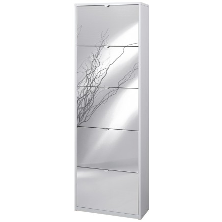 KIT SCARPIERA 5 ANTE A RIBALTA CON SPECCHIO FRONTALE H190 L63 P29 Cm FINITURA BIANCO SARMOG Sk565spk