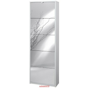KIT SCARPIERA 5 ANTE A RIBALTA CON SPECCHIO FRONTALE H190 L63 P29 Cm FINITURA BIANCO SARMOG Sk565spk
