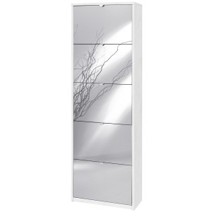 KIT SCARPIERA 5 ANTE A RIBALTA CON SPECCHIO FRONTALE H190 L63 P29 Cm FINITURA BIANCO OSSIDO SARMOG Sk565spk
