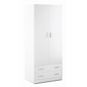 Armadio 2 ante 2 cassetti H182 L77 P52 Cm colore Bianco Liscio 456k Sarmog