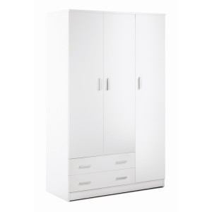 Armadio 3 ante 2 cassetti H182 L115 P52 Cm colore Bianco Liscio 457k Sarmog