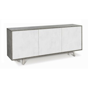 Mobile Madia 3 ante con apertura a spinta H74 L177 P41 struttura color Cemento frontali Bianco ossido 7073k Sarmog
