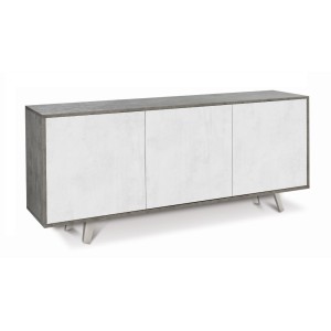 Mobile Madia 3 ante con apertura a spinta H74 L177 P41 struttura color Cemento frontali Bianco ossido 7073k Sarmog